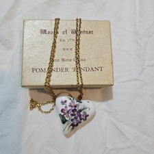 Woods Of Windsor Pomander Heart Pendant Necklace Fine Bone China Floral