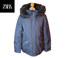 Zara Women's Navy Fur Hooded