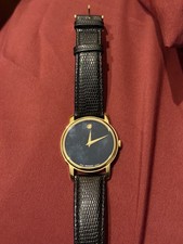 Movado Museum Classic Watch - Gold Plated with Black Leather (RRP - £525) - Used