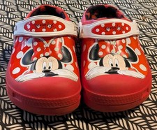 Disney Minnie Mouse Fleece Lined Crocs Red Girls Kids Junior Sandals Size 12 13 