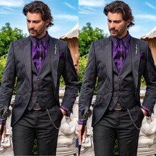 Black Jacquard Men's Suits