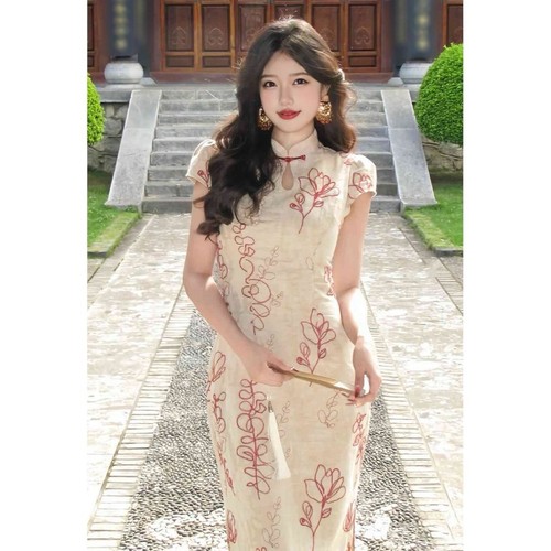 Beige floral embroidered - floral,