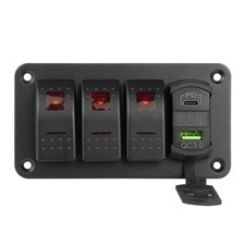 3 Gang LED Red Rocker Switch