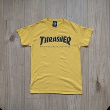 Thrasher Skateboard Magazine T-Shirt Yellow Small San Francisco Logo Tee