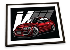 Mitsubishi Lancer Evo VIII Black FRAMED ART PRINT Picture Poster Artwork