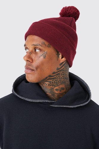 Man flat knit bobble pom - flat,
