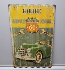 Vintage Rusty Corrugated Steel Route 66 Car Service Repair Sign Advertising...