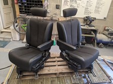 2 Black Swivel Captain Seats VW T4 T5 T6 Transit Sprinter Camper Van 180 Base