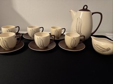 Carlton Ware Windswept Tea Set Brown And Cream / Vintage / Coffee / 15 Piece