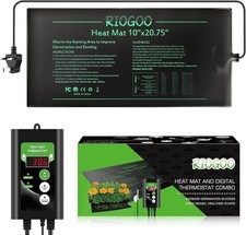 RIOGOO Seedling Heat Mat and Thermostat Set, Waterproof Greenhouse Heating...