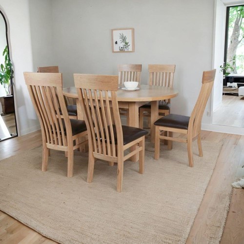 Solid oak round dining table - round,