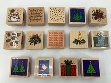14 x Whispers DoCrafts Rubber Craft Stamps - Christmas - Presents - Trees - Snow