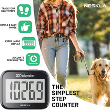3D Pedometer for Walking, Simple Step Counter with Large Digital Display, Step