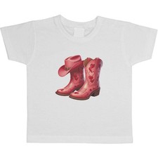 'Pink Heart Cowboy Boots' Children's / Kid's Cotton T-Shirts (TS057880)