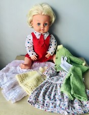 Vintage Palitoy Tiny Tears Doll Third Edition 1970 Red Pinafore/clothes Bundle