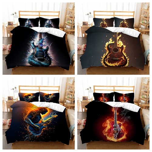 Vintage fiery guitar bedding - vintage,