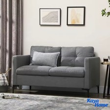 Luxury Modern 2 Seater Linen Couch Sofa Settee Armchair 2 Cushions Living Room