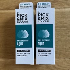 2 x PICK & MIX COLOUR HAIR DYE DROPS AQUA NON-PERMANENT