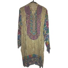 Asian Pakistani Multicoloured Kurta /Tunic/Shirt, Beautiful Embroidered Size L
