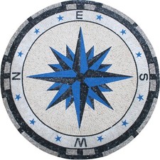 Handmade Marble Mosaic Tile Compass Mosaic Floor Tile
