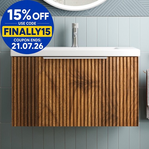 Fluted 800mm bathroom vanity - fluted,