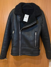 ZARA Black faux leather Aviator jacket, never worn still has tags on.