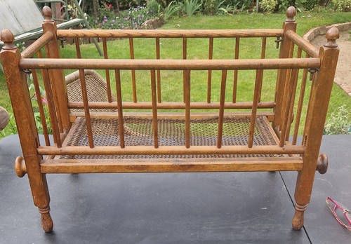 Antique wooden dolls cot drop - dolls, cot,