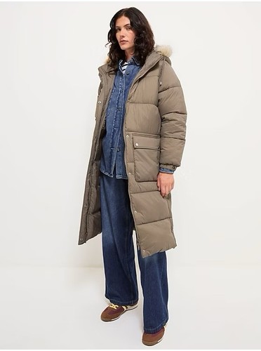 Ladies hooded faux fur puffa - fur,
