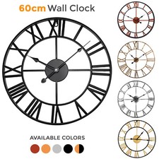 60CM GARDEN WALL CLOCK ROMAN LARGE INDOOR OUTDOOR NUMERALS GIANT OPEN FACE METAL