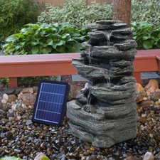 Solar Powered Water Feature LED Fountain Outdoor Garden Ornament Statue Lights