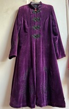 ♲Lovely *NOMADS* Vintage Embroidered Purple Cotton Velvet Lined Coat S♲