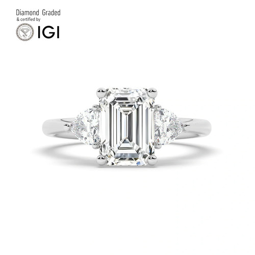 Emerald diamond trilogy ring - diamond,