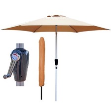 Khaki 2.7m Lightweight Outdoor Garden Parasol Sunshade Umbrella
