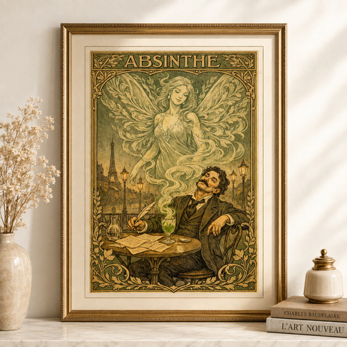 Absinthe art nouveau print - absinthe,