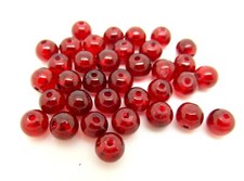 Red Crackle Glass Beads - 6mm