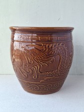 Brown Dragon Pottery Plant Pot Planter Cache Pot Decorative Home Indoor.