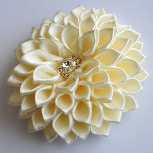 Handmade kanzashi satin cream - kanzashi,