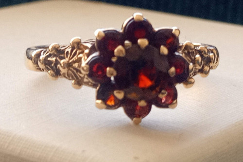 9ct yellow gold - gold, garnet