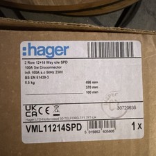 Hager VML11214SPD 2 row  12+14 Way 100a Main Switch Consumer Unit with spd 