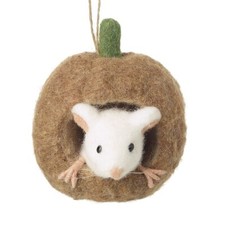 Heaven Sends Felt Mouse in Mouse House Hanging Decoration Autumnal Homeware