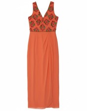 VIRGOS LOUNGE Womens Sleeveless Maxi Dress UK 12 Medium Orange Polyester CI19