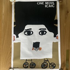 MOBILE CINEMA Cuban CHARLIE CHAPLIN Silkscreen Poster by CUBA Master BACHS 1969
