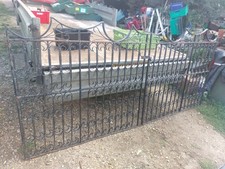 Pair of Very Heavy Wrought Iron Scrollworks Gates Almost Deco Reclaimed Salvage