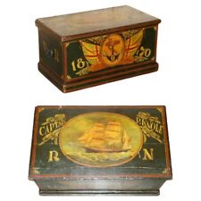 HAND PAINTED 1870 CAPTAIN  P.KNOLE STEAMER TRUNK OR CHEST WITH NAUTICAL THEME