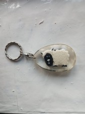 Great Orme Summit Souvenir Clear Resin Keyring with Sheep Inside & Tram on front