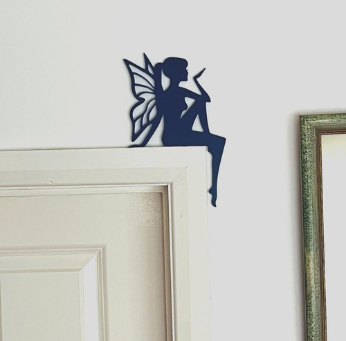 Blue fairy door shelf light - fairy, door/shelf/light