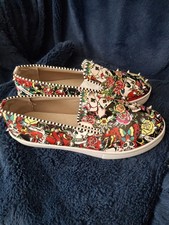Ed Hardy Women's Slip On Trainers  Skulls & Roses Size UK8 / US 10