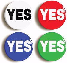 YES BADGE BUTTON PIN SET OF 4