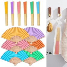 6Pcs Paper Fans hand fan folding Bamboo Handheld Fan Folding DIY Handmade Fans