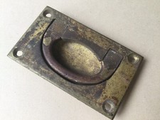 Antique Brass Drawer / chest Cupboard Flush Brass Handle Recessed  Salvaged